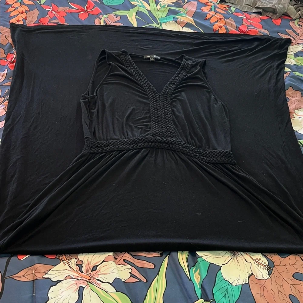 Black sleeveless maxi dress with braided details - Picture 6 of 7